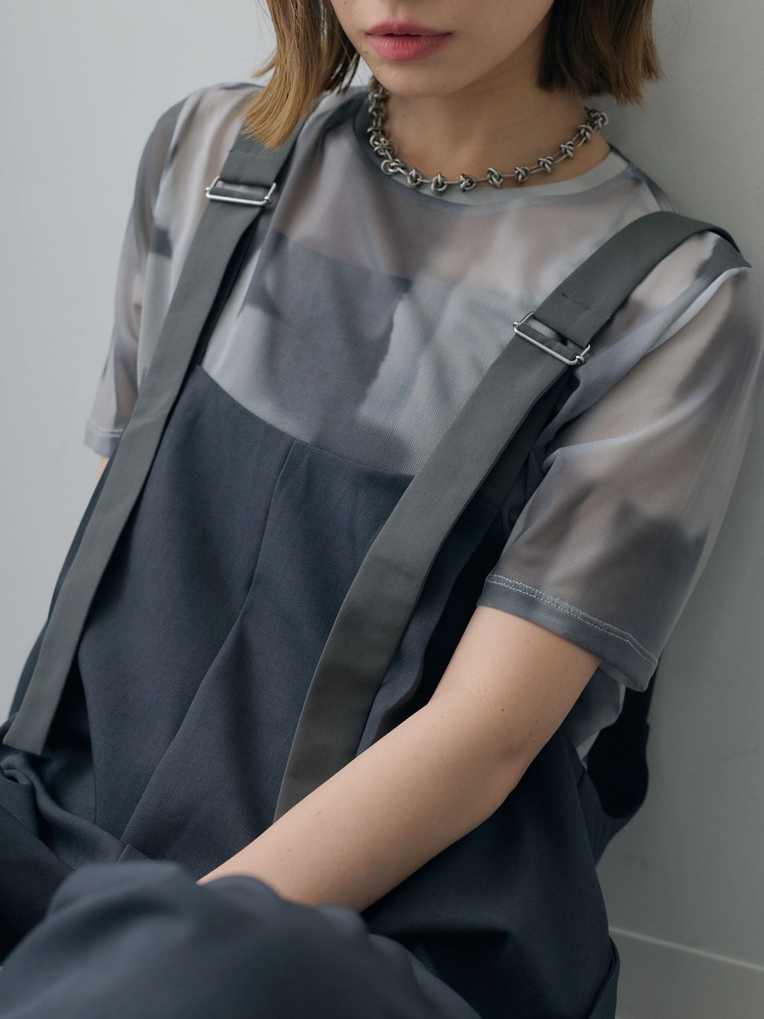 [SET]水彩アートシアーTシャツ+前後2wayドレープワイドオールインワン(2set)