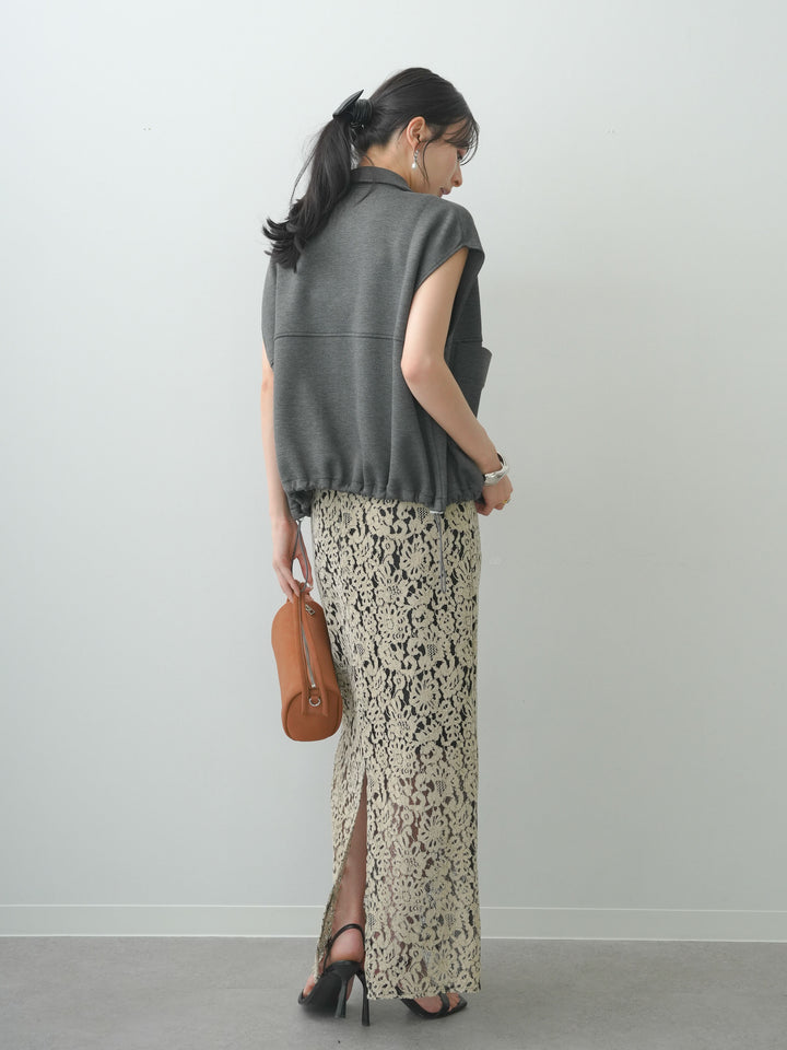 [SET]ボンディングノースリベスト+フルレースキャミ＆IラインスカートSET UP(2set)