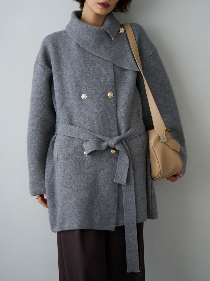 [予約]ゴールドボタンミディアムニットコート/gray