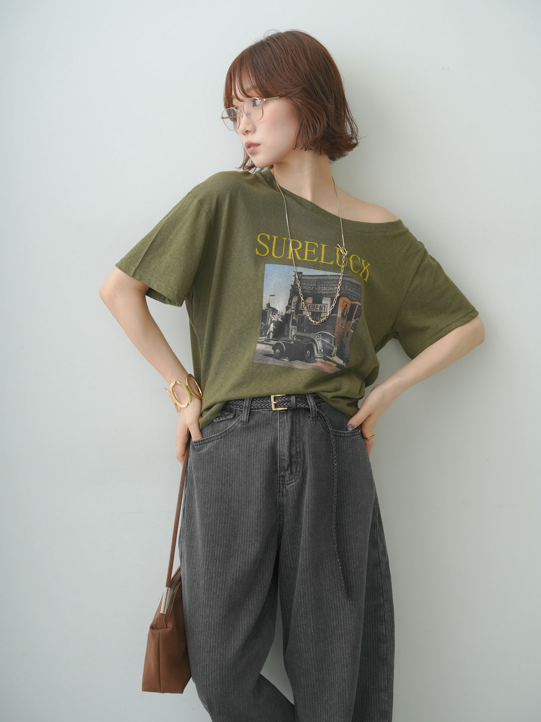 [SET]ワイドネックプリントTEE+選べるアクセセット(2set)