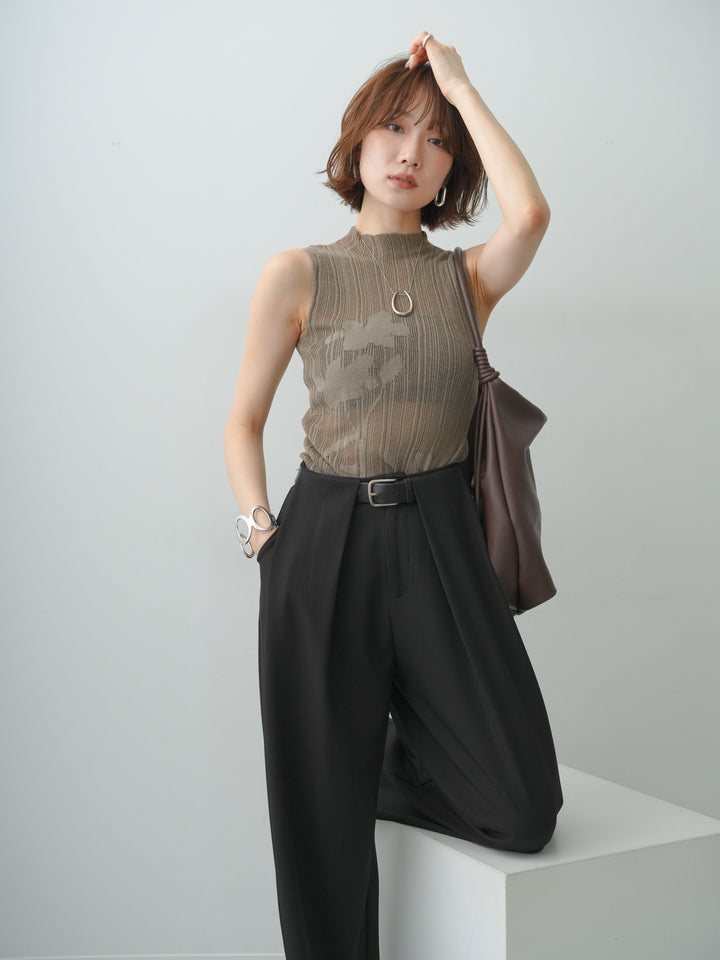 [予約]フラワーシアーランダムリブノースリトップス/khaki
