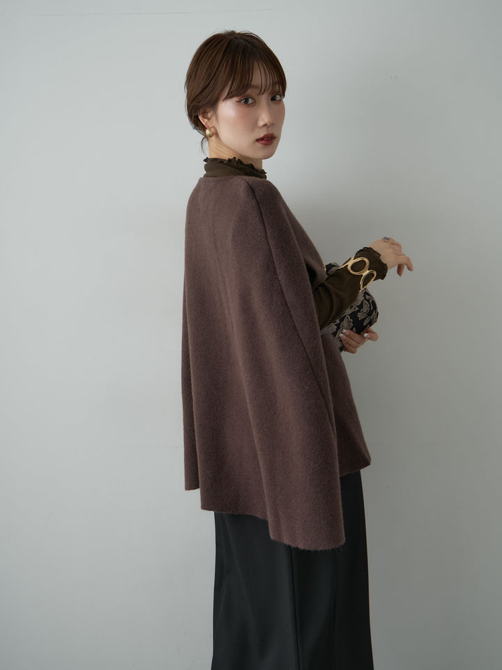 [SET]ゴールドボタンニットケープコート+選べるアクセセット(2set)