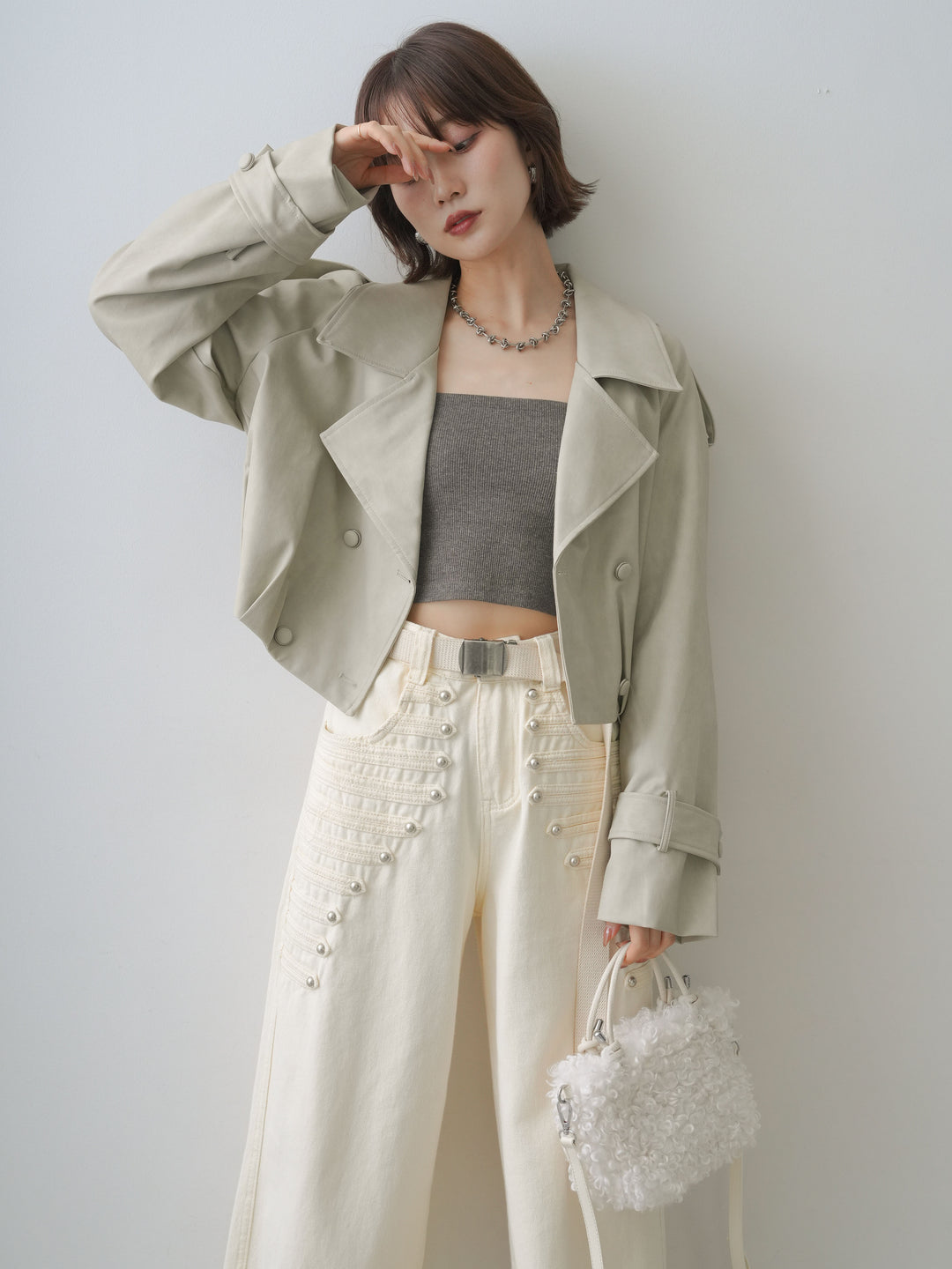 [SET]レザークロップブルゾン+レザークロップブルゾン(2set)