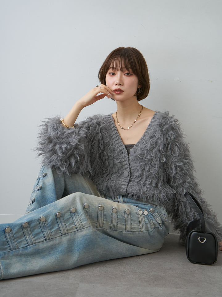 [SET]ループフェザークロップニットカーディガン+ループフェザークロップニットカーディガン(2set)