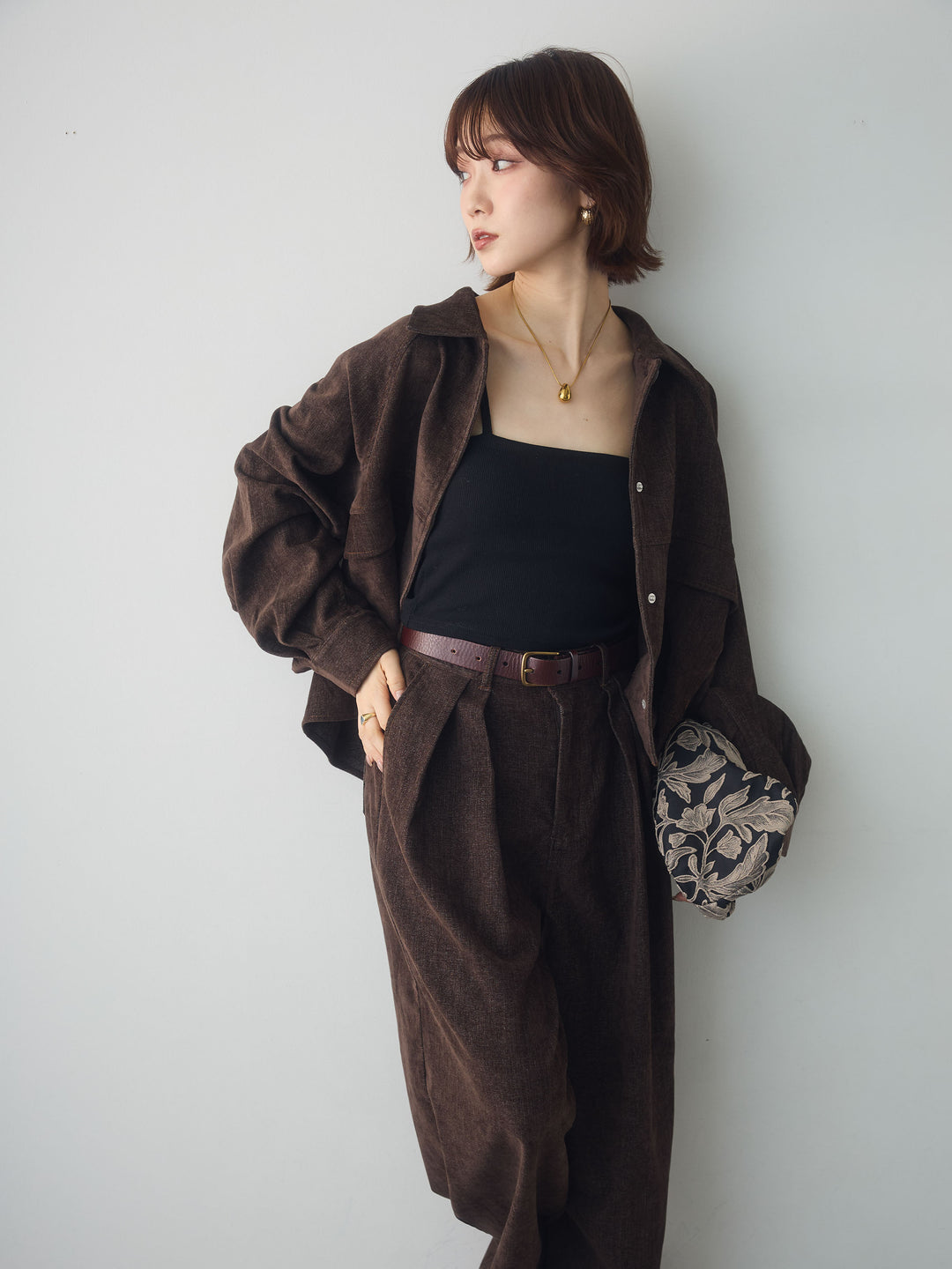 [SET]ベロアデニムシャツ+選べるアクセセット(2set)