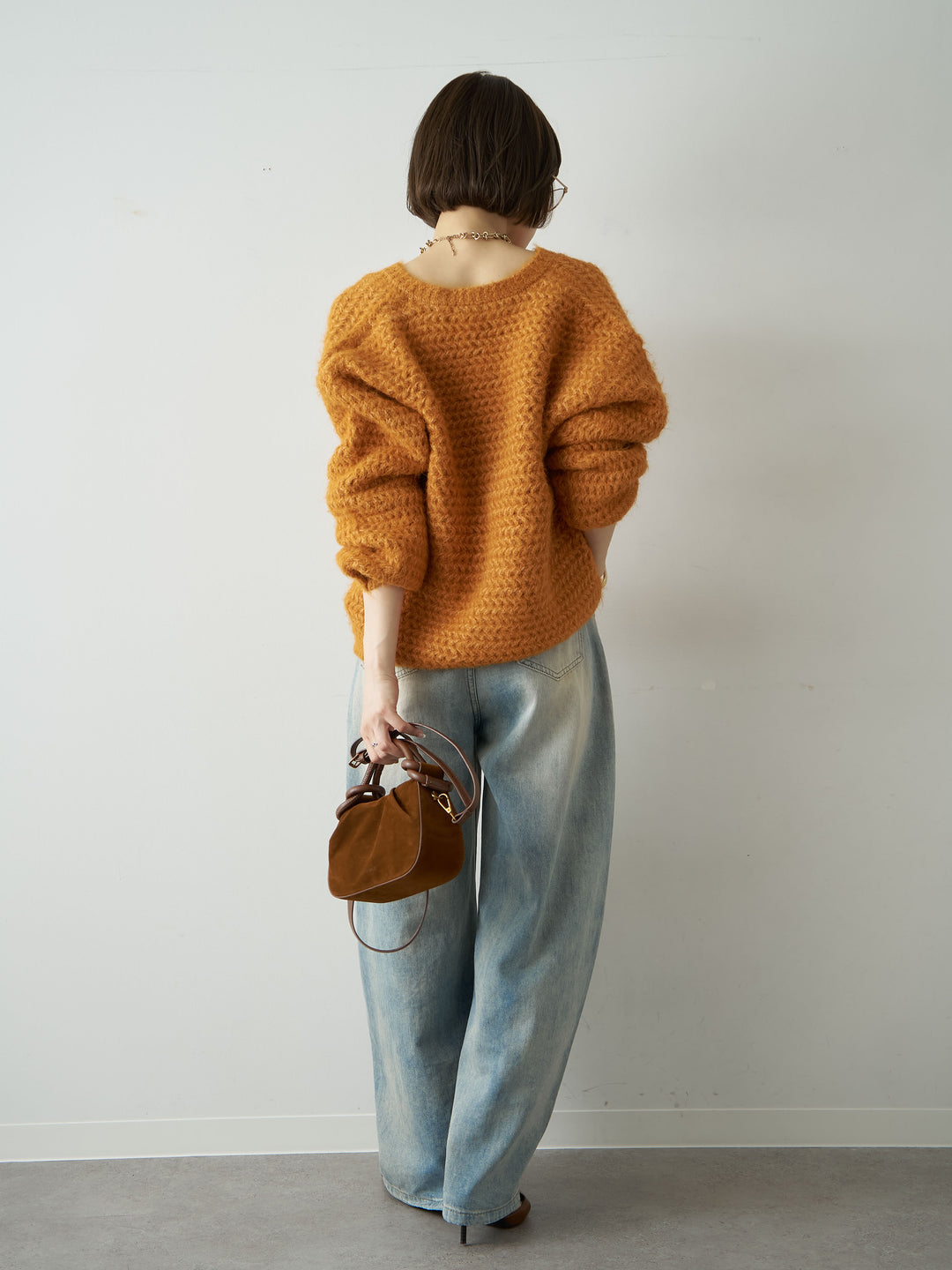 [SET]ポケット付ローゲージカーディガン+ナポレオンライトウォッシュワイドデニム(2set)