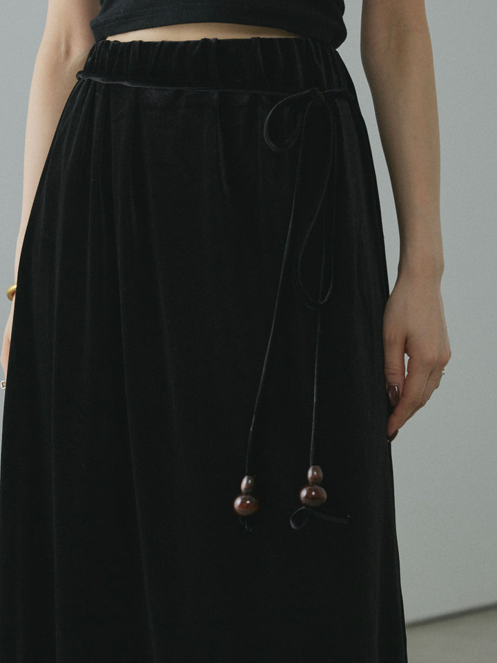 【Allure】[SET]ワンショルケーブル編みニット+ベロアナロースカート(2set)