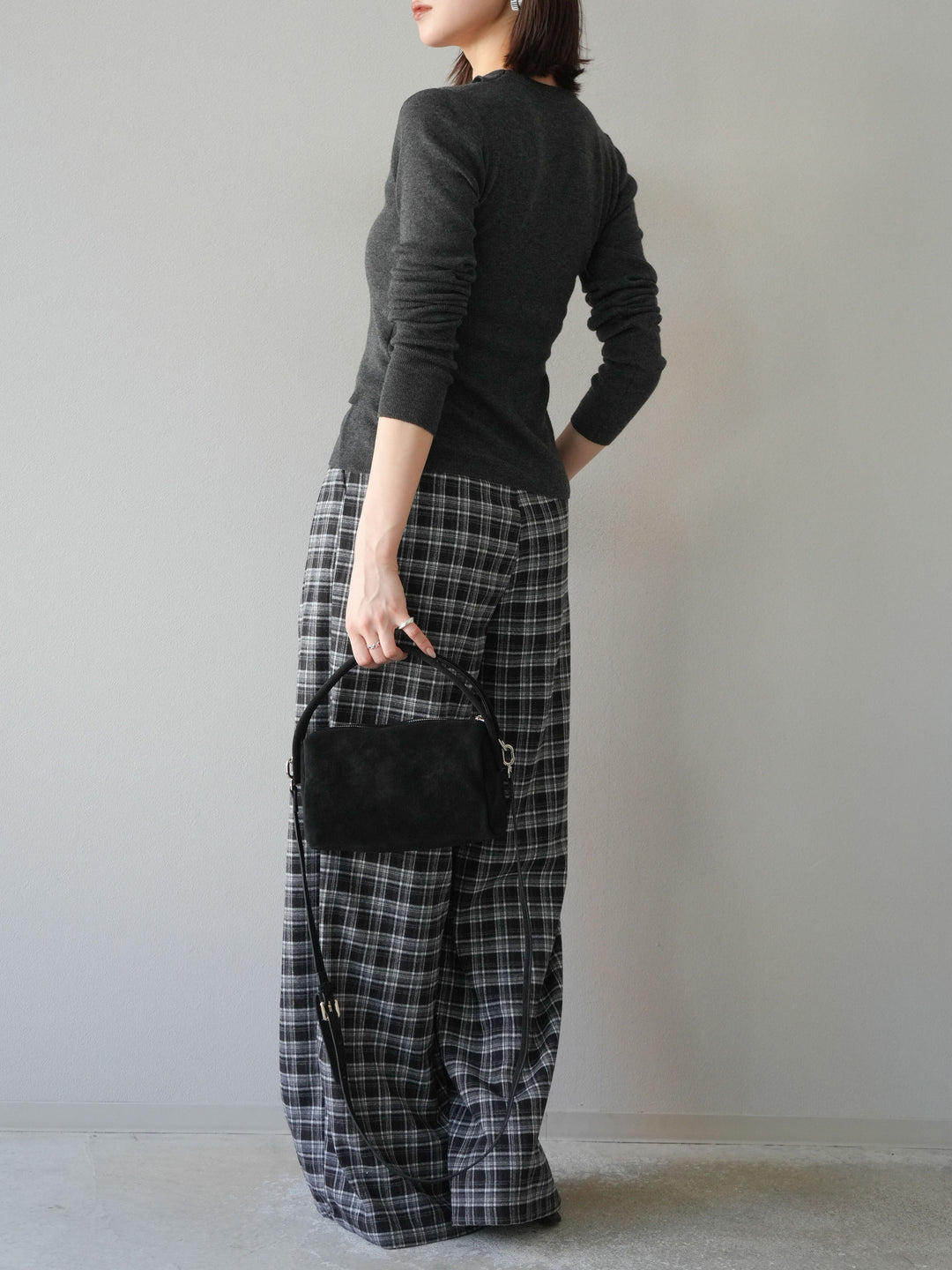 [予約]レイヤードデザインニットカーディガン/チャコール