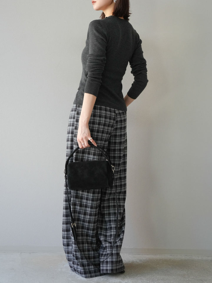 [予約]レイヤードデザインニットカーディガン/チャコール