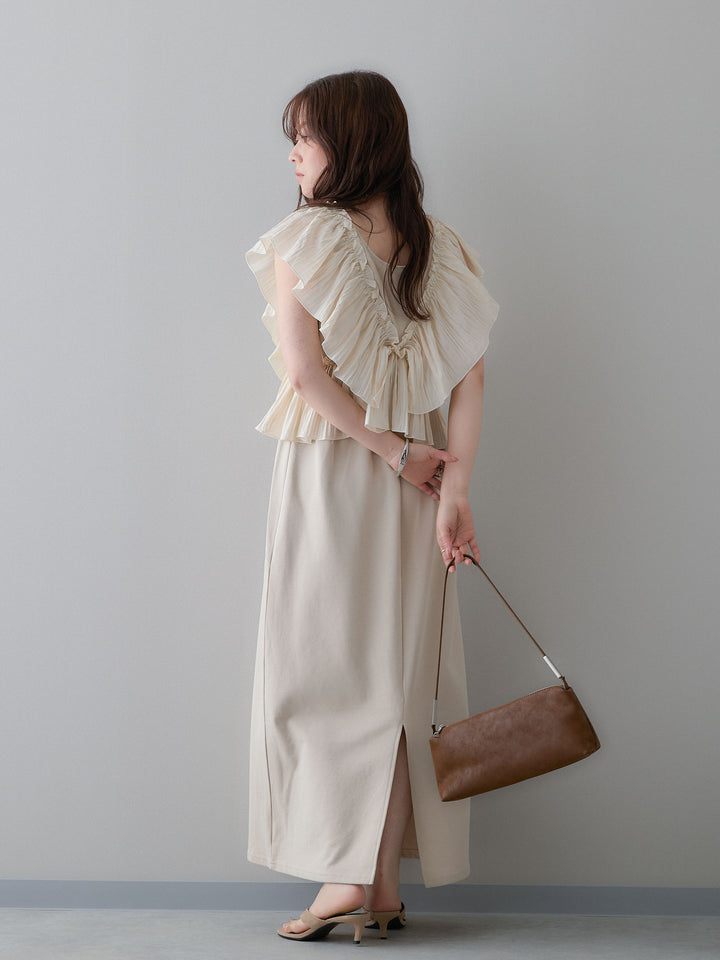 [予約]マルチWAYフリルスウェットワンピース/beige