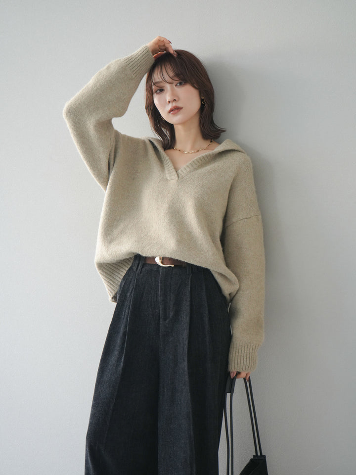 [SET]スキッパーニットプルオーバー+選べるアクセセット(2set)