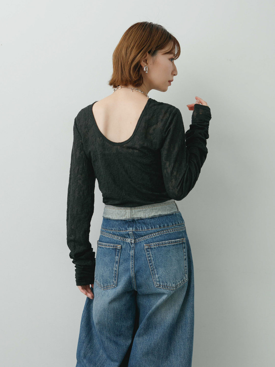 [SET]カットレースバックオープントップス+選べるアクセセット(2set)