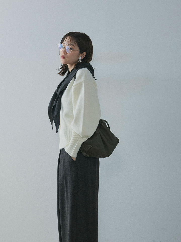 [予約]アルパカタッチVネックカーディガン/ivory