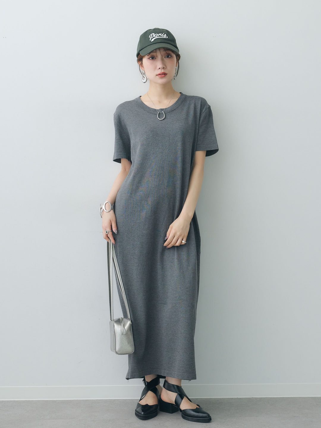 [SET]バックレースストレッチTEEワンピース+選べるアクセセット(2set)