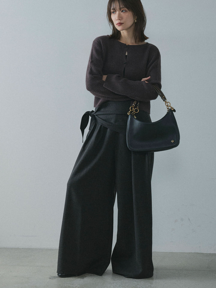 [予約]スカーフ付ワイドパンツ/black