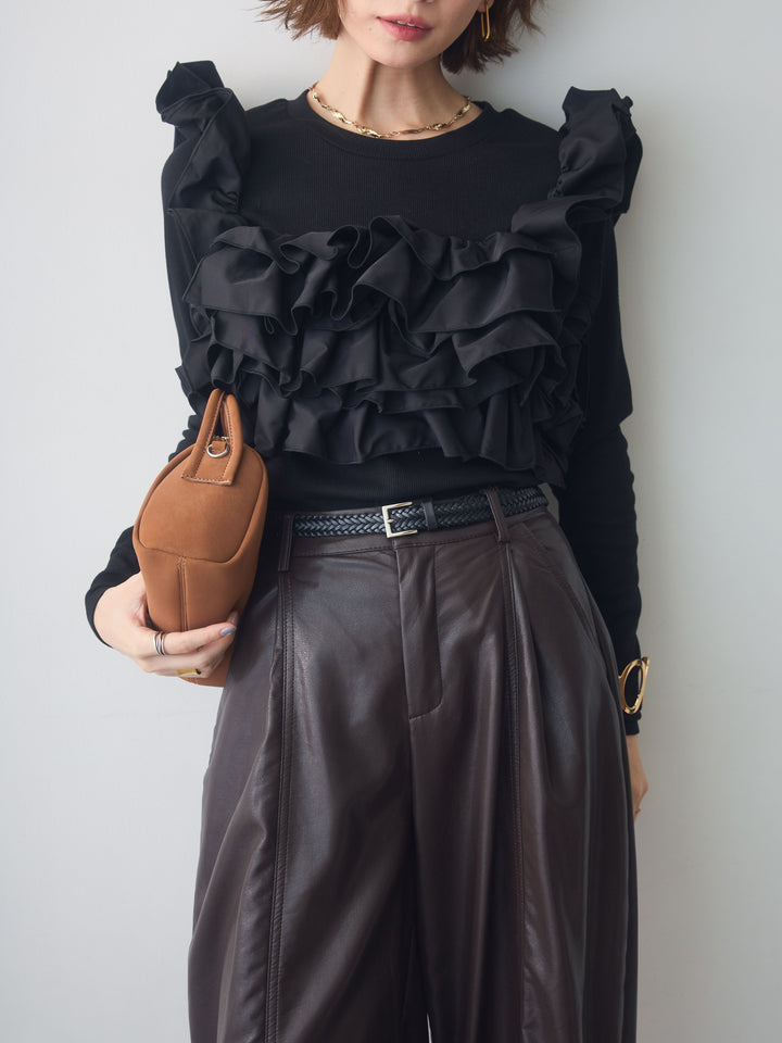 [予約]カットリブマルチWAYトップス/black