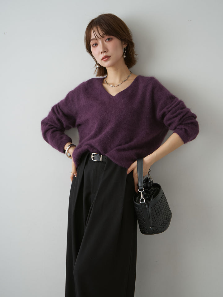 [SET]カシミア混フェザータッチVネックニットトップス+カシミア混フェザータッチVネックニットトップス(2set)