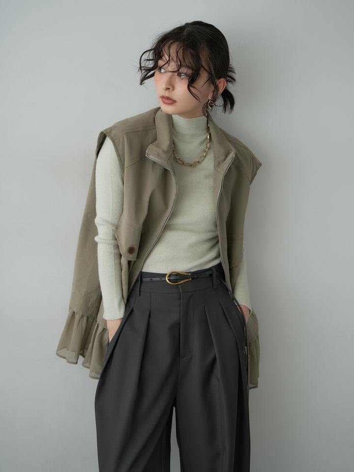 [SET]ヘムシアーチュールベスト+ツイルタックワイドパンツ(2set)