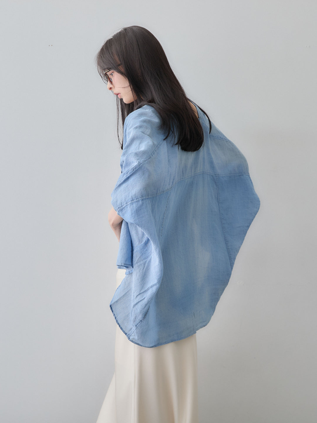 [SET] 透明蝙蝠洞牛仔襯衫 + 透明蝙蝠洞牛仔襯衫（2 件套）