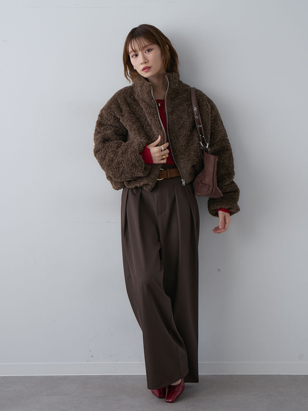 [SET]ブークレボアジップブルゾン+ツイルタックワイドパンツ(2set)