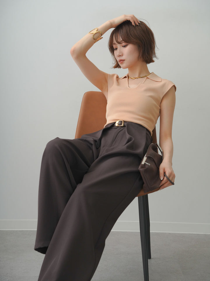 [予約]スキッパーフレンチニットトップス/pink