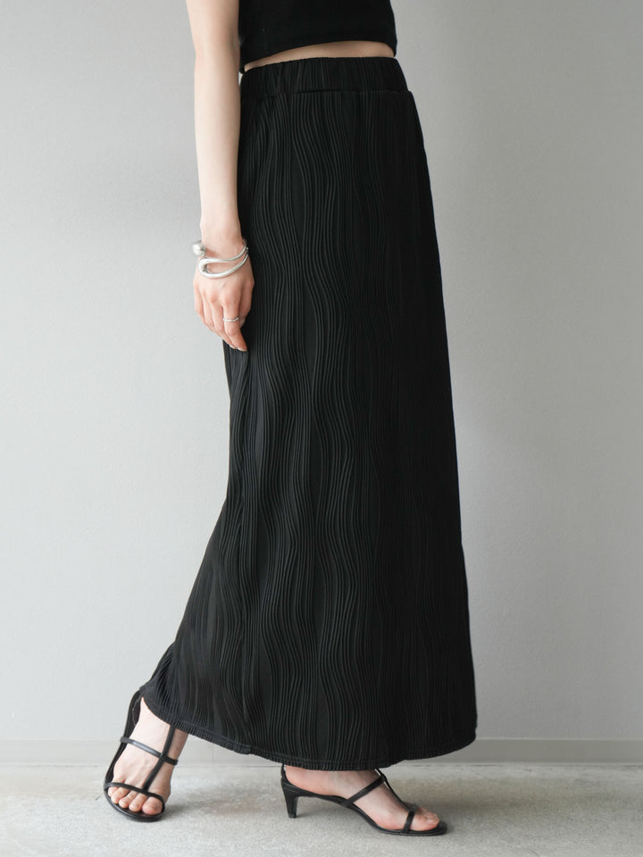 [予約]ウェーブパイピングタイトスカート/ブラック