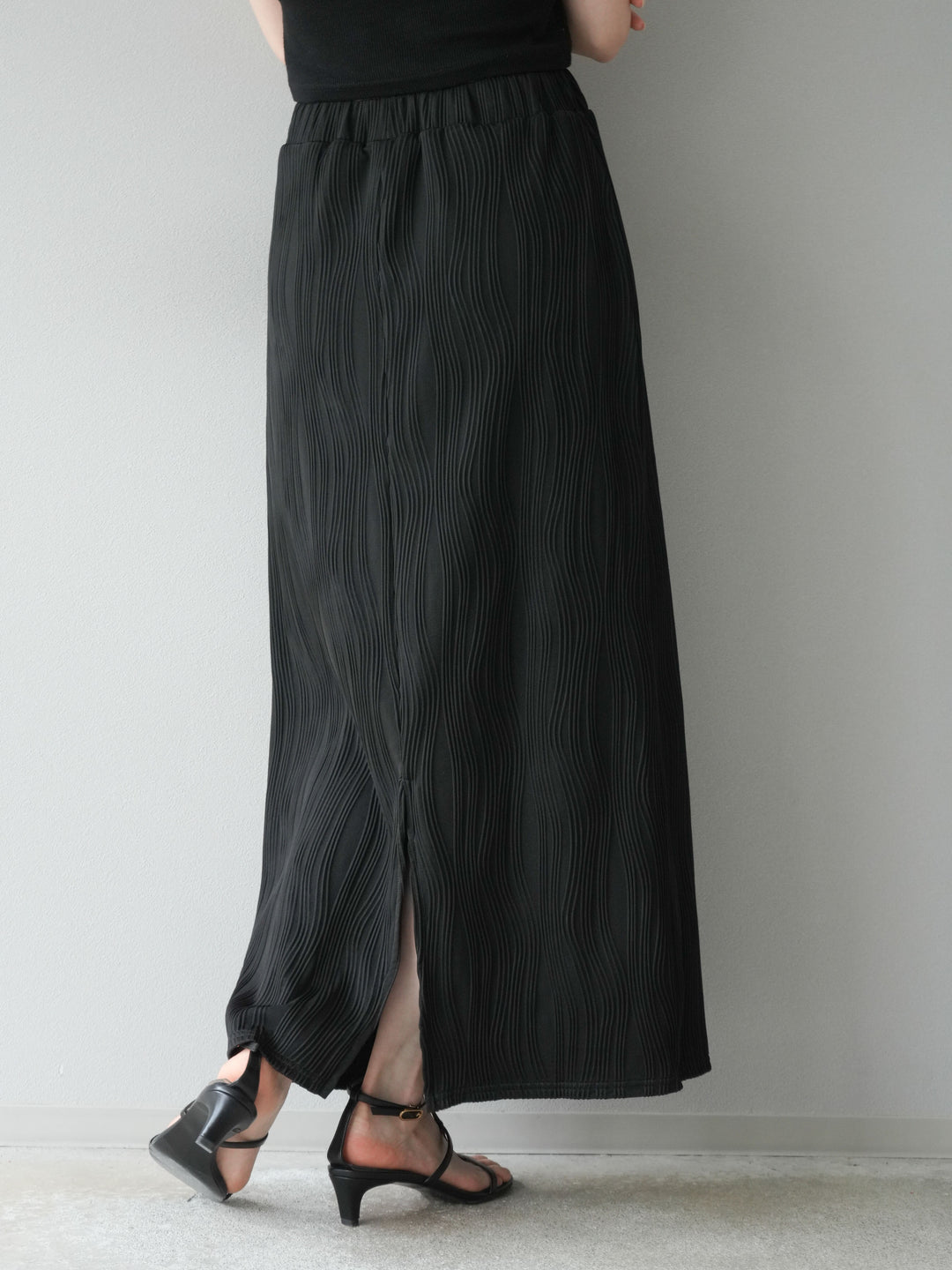 [予約]ウェーブパイピングタイトスカート/ブラック