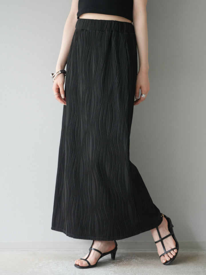 [予約]ウェーブパイピングタイトスカート/ブラック