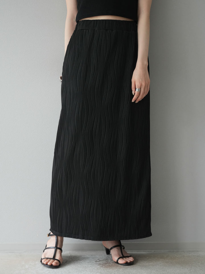 [予約]ウェーブパイピングタイトスカート/ブラック