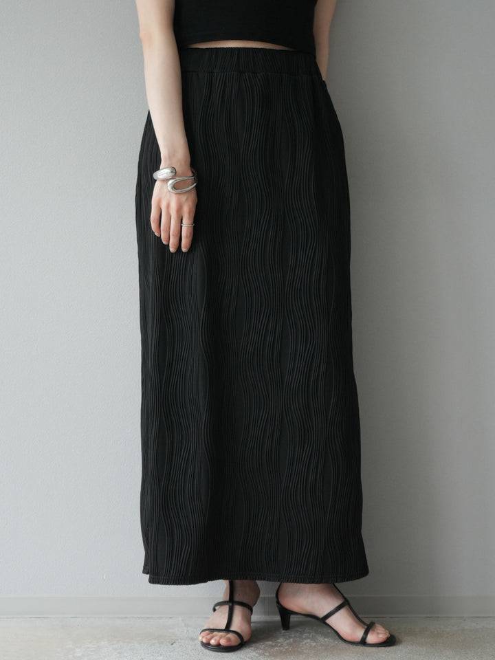 [予約]ウェーブパイピングタイトスカート/ブラック
