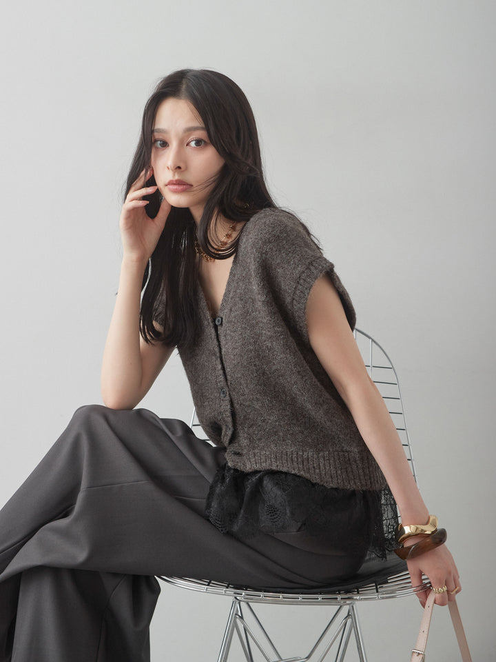 [予約]モヘアレースドッキングベスト/brown