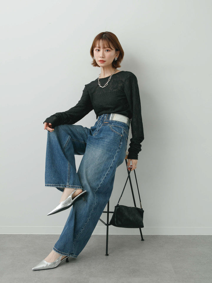 [SET]カットレースバックオープントップス+カットレースバックオープントップス(2set)