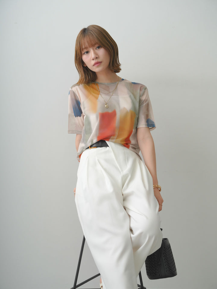 [SET]水彩アートシアーTシャツ+選べるアクセセット(2set)
