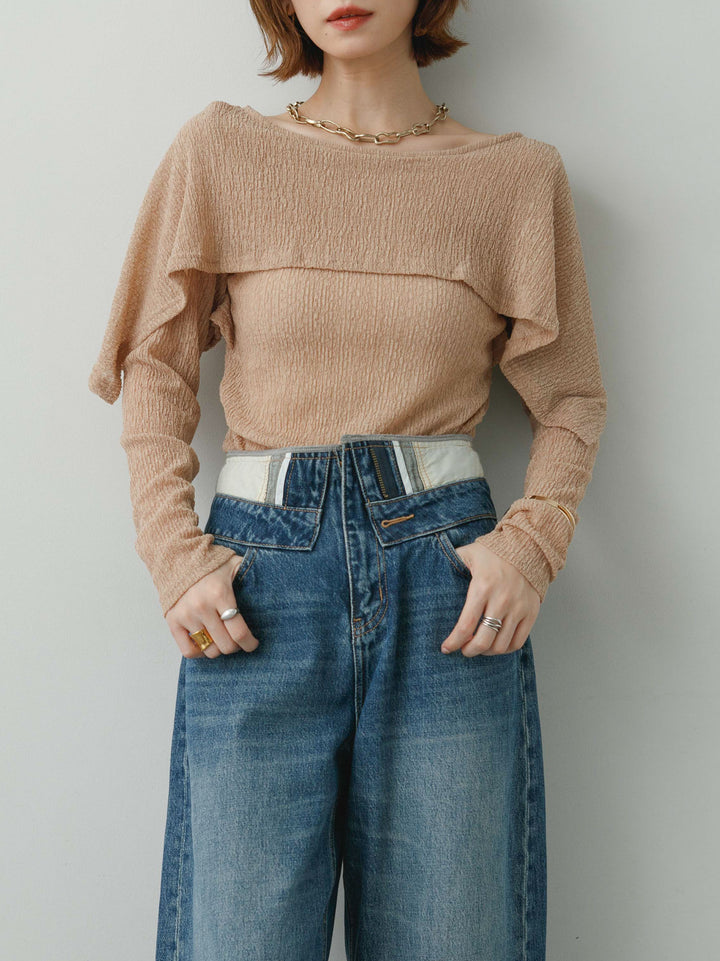 [予約]レースケープデザイントップス/pinkbeige