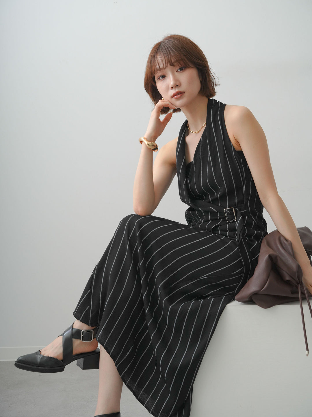 [SET]ストライプカシュクールジレ+選べるアクセセット(2set)