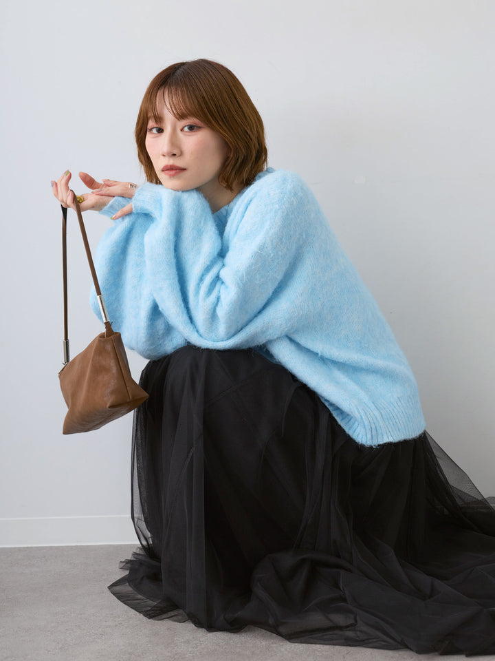 [SET]ソフトシャギーニットプルオーバー+選べるアクセセット(2set)