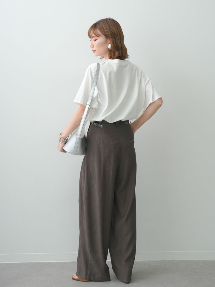 [SET]クールタッチアートロゴオーバーTEE+ベルト付ワッシャーライトワイドパンツ(2set)