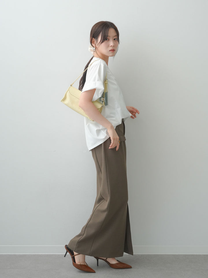 [SET]クールタッチアートロゴオーバーTEE+クレープデシンフラップ付きストレートスカート(2set)