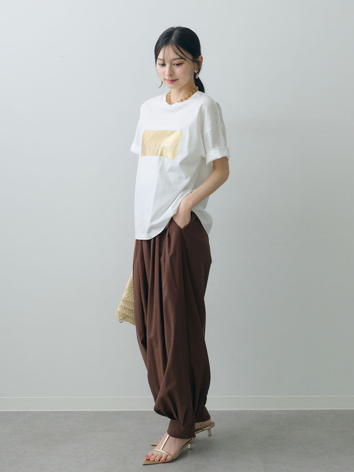 [SET]箔プリントボックスTEE+カフヘムタックコクーンパンツ(2set)
