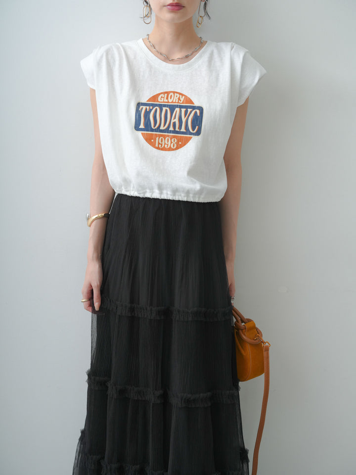 [SET]ヴィンテージロゴドロストTEE+ホイップチュールティアードフレアスカート(2set)