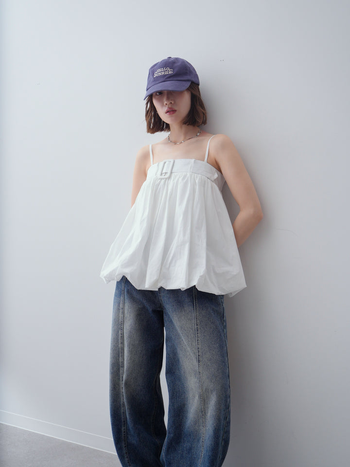 [予約]バックル付バルーンキャミトップス/white