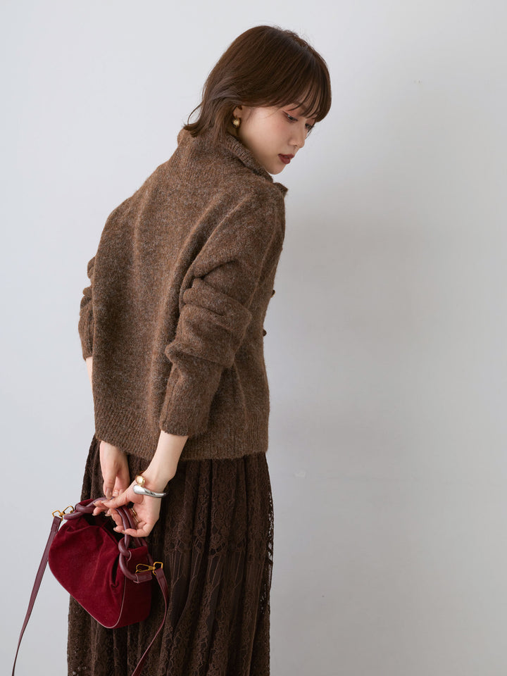 [予約]ナポレオンジップニットカーディガン/brown