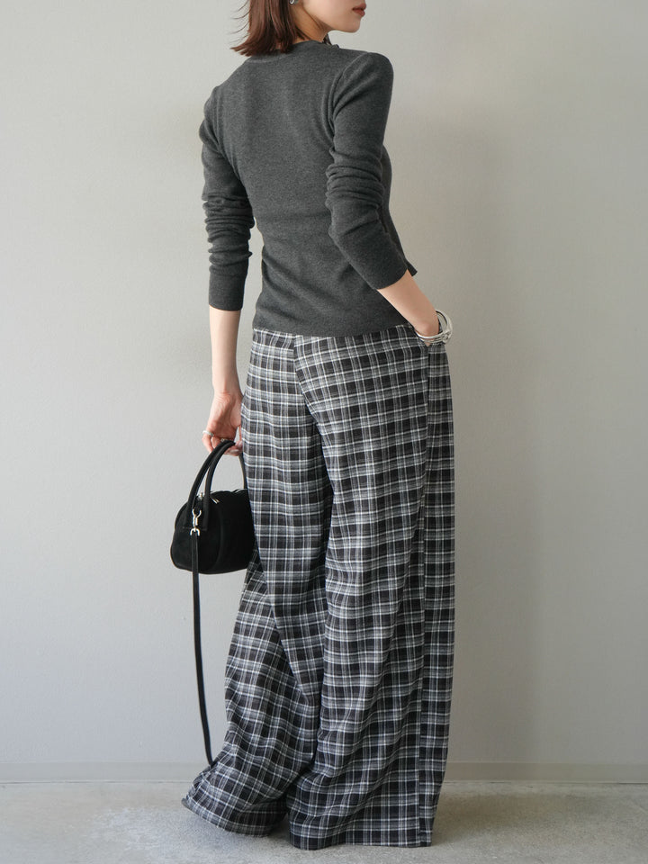 [予約]レイヤードデザインニットカーディガン/チャコール