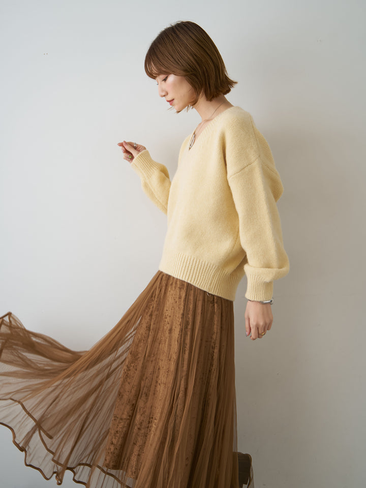 [SET]Vネックワイドショートニット+Vネックワイドショートニット(2set)