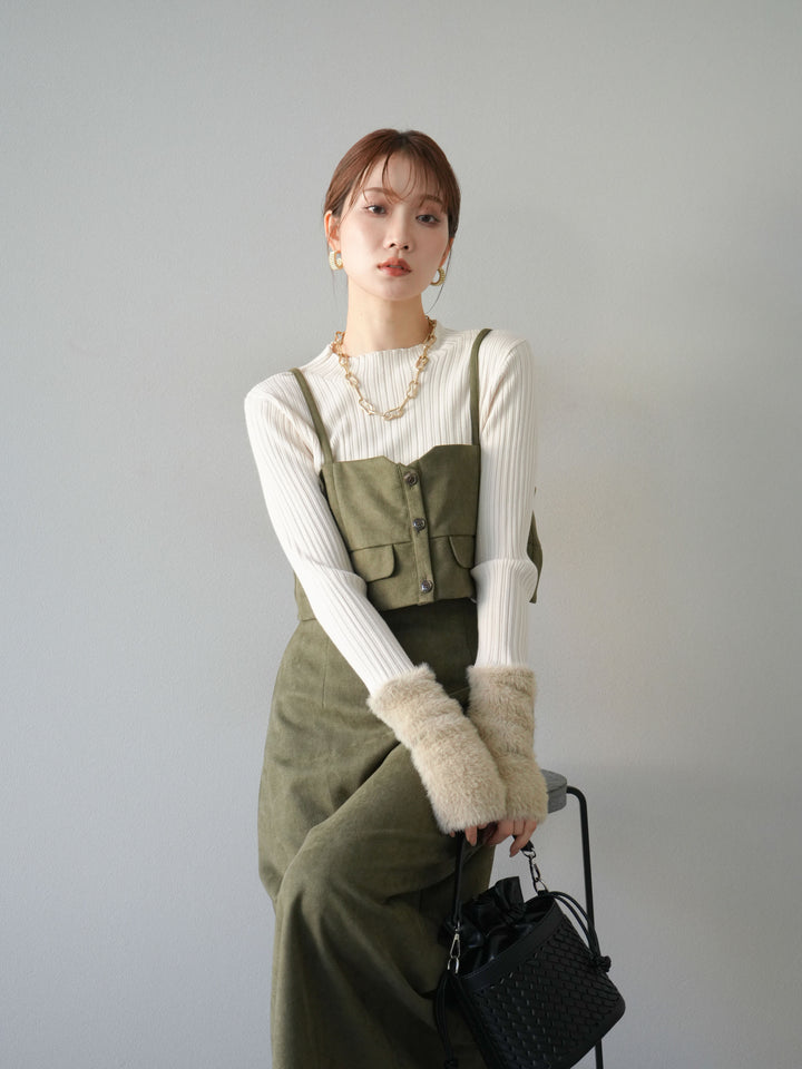 [SET]スウェードビスチェ+スウェードIラインスカート(2set)