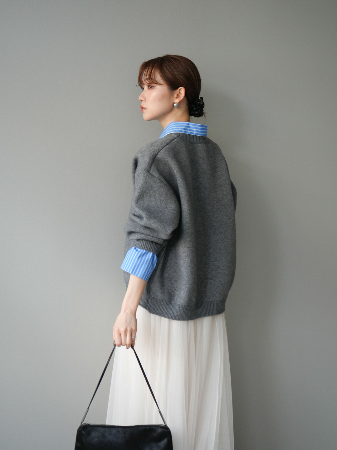 [予約]2WAY襟ニットプルオーバー/gray