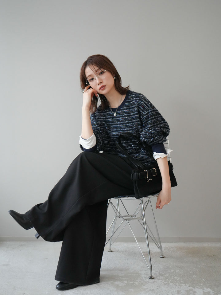 [予約]MIXツイードライクカフスドッキングプルオーバー/blue