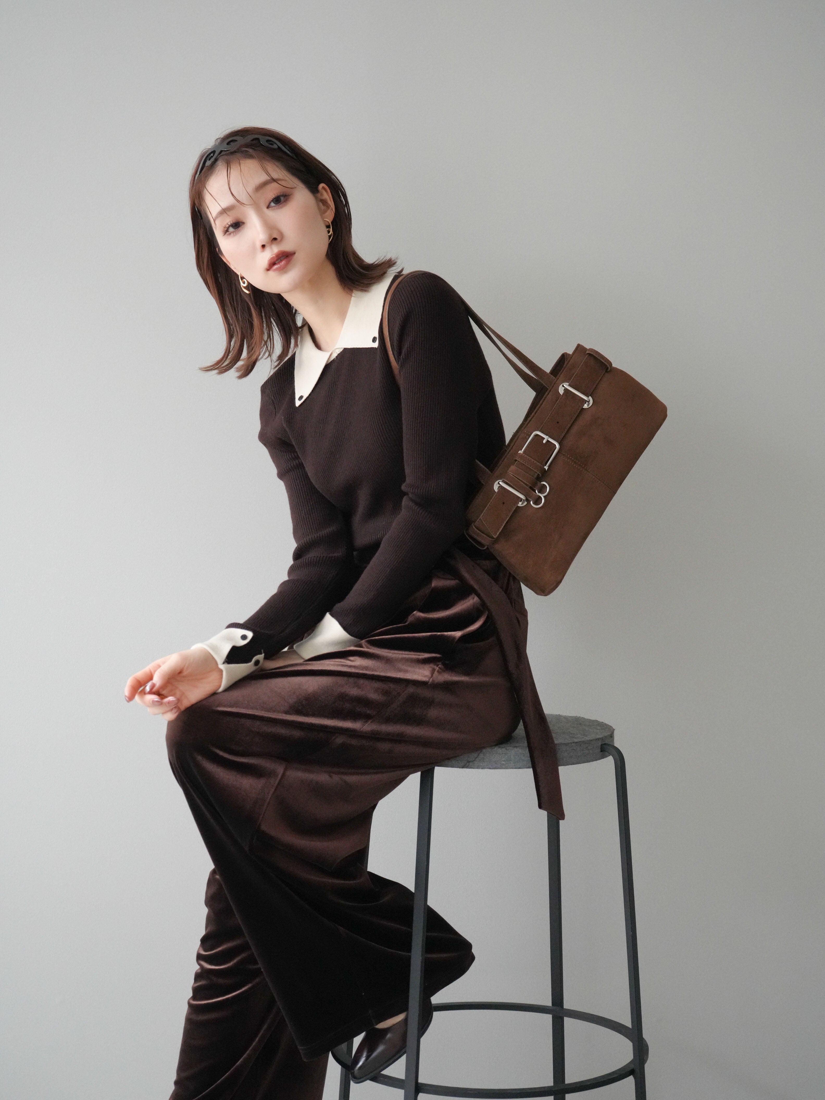 HERMES リブ編みジップアップセーター L HERMES リブ編みジップアップセーター L