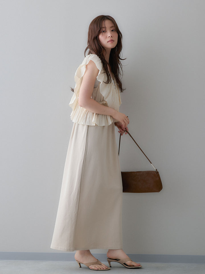 [予約]マルチWAYフリルスウェットワンピース/beige