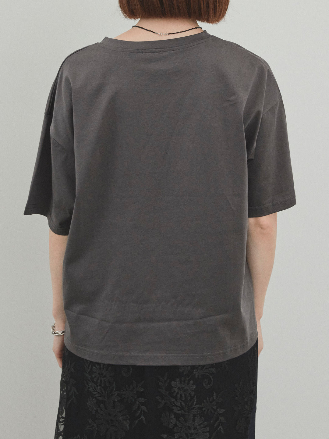 [予約]箔プリントドライタッチコットンTEE /チャコール